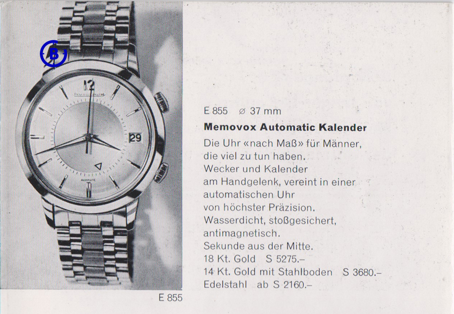 New entry: Jaeger-LeCoultre E 855 Memovox in 18K Gold – The